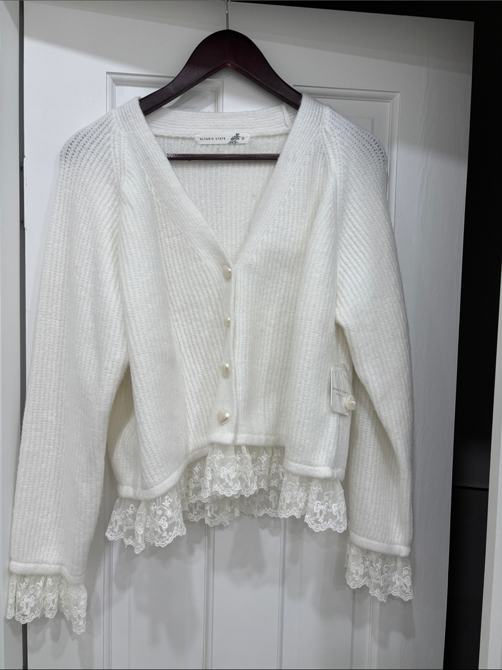 Altar’d State Salome Lace-Trim Cardigan Sweater - Picture 3 of 5